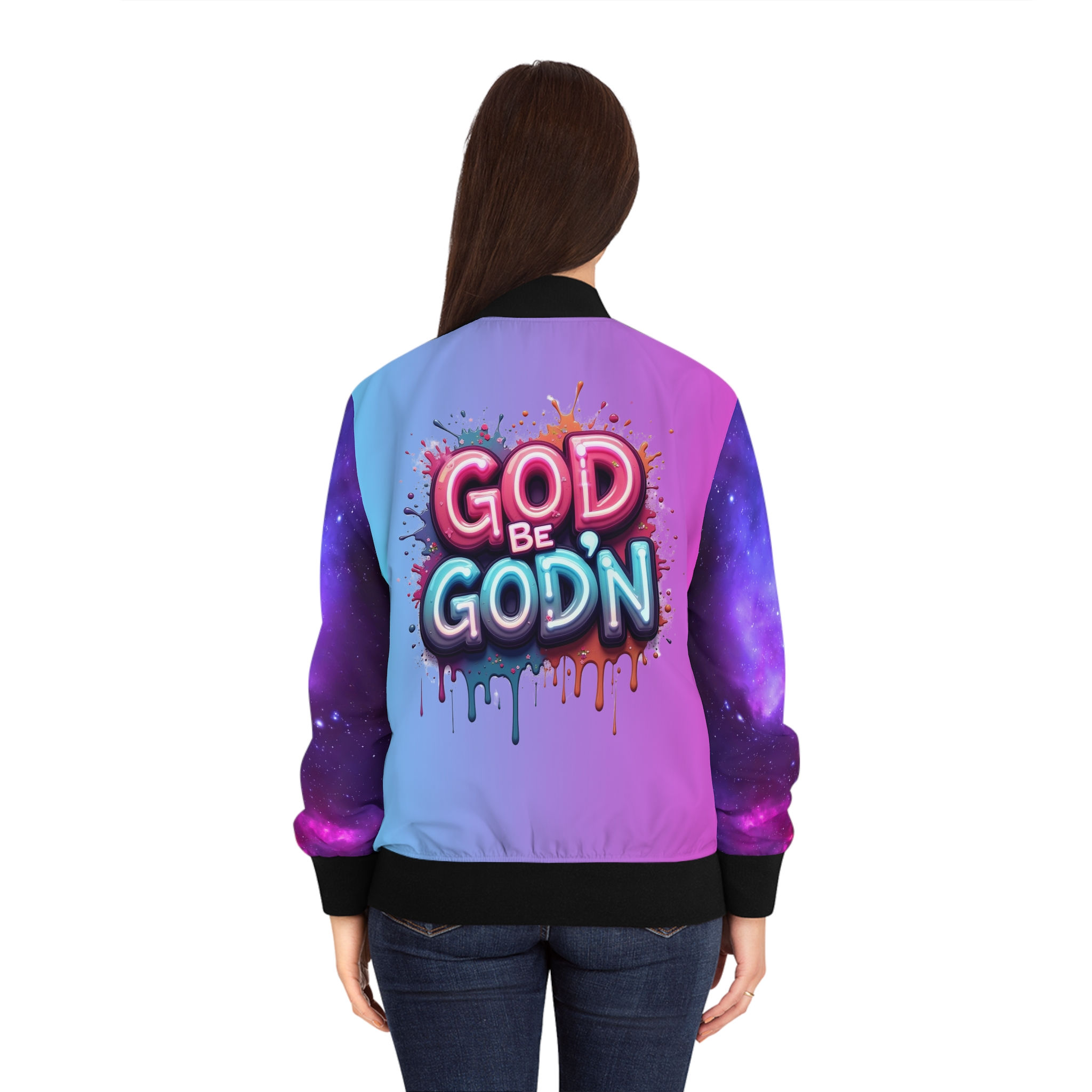 Women's Aviation Jacket-''But GOD... Neon Collection'' By: Queen Melody