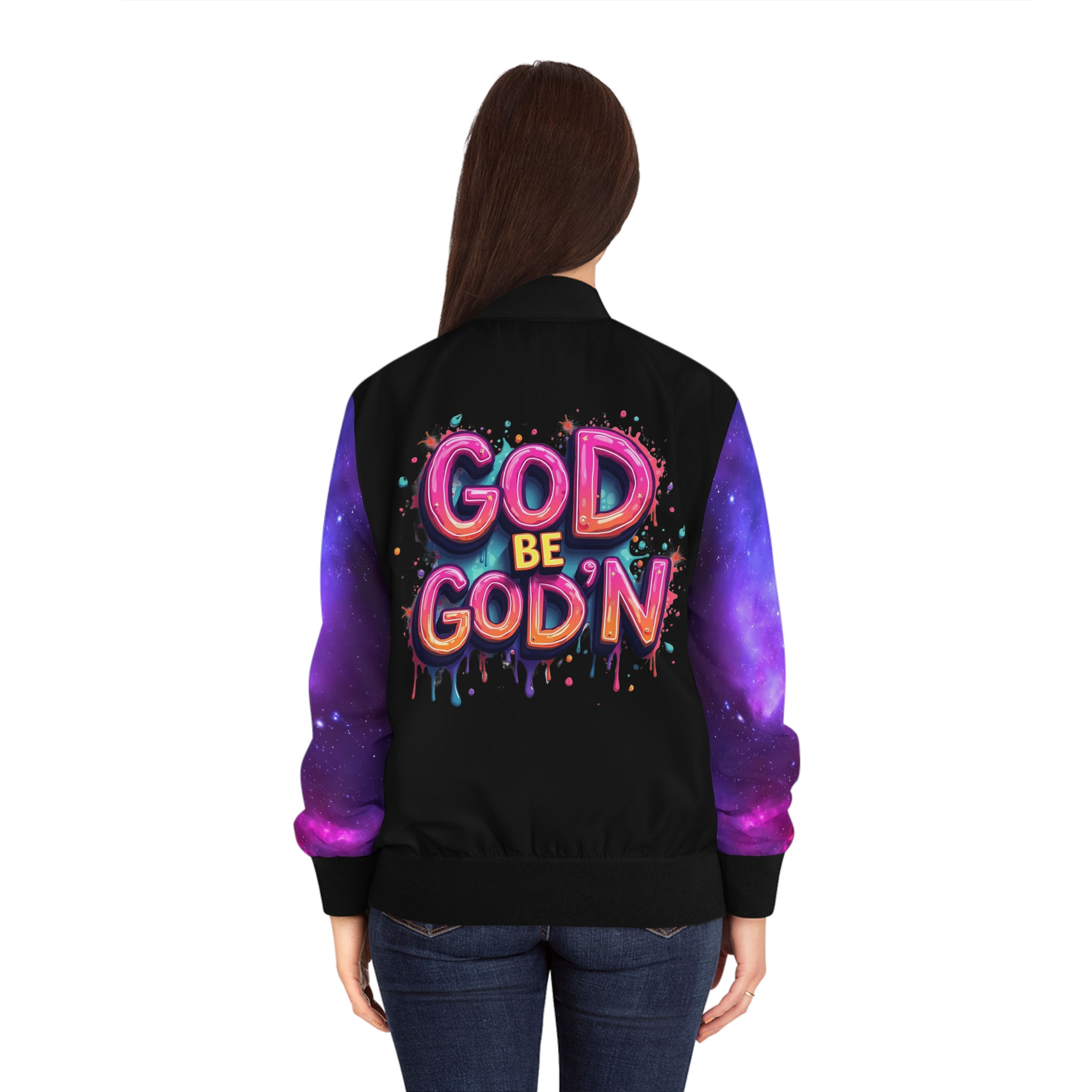 Women's Aviation Jacket-''But GOD... Neon Collection'' By: Queen Melody