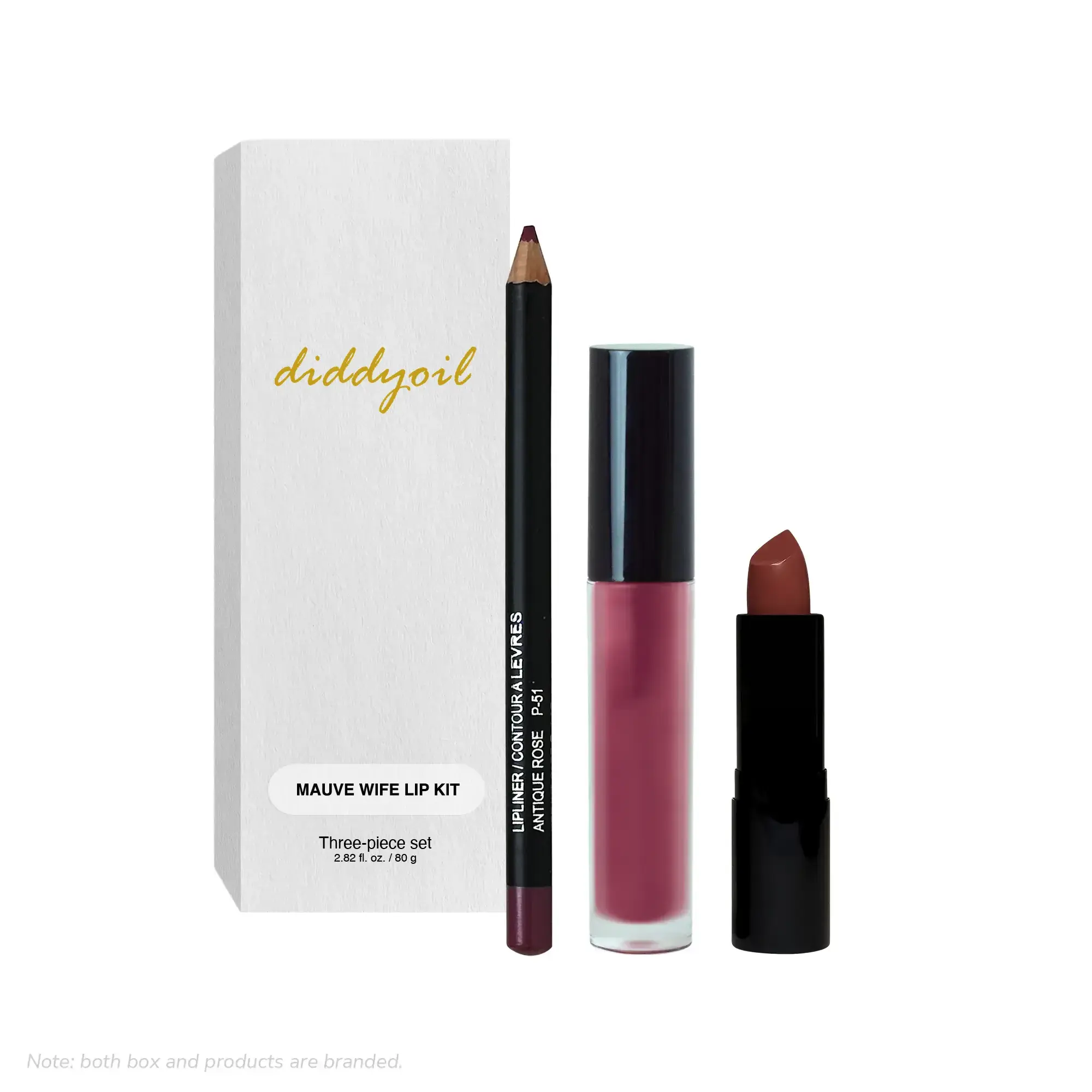 Diddyoil Mauve Wifey Lip Kit: lipstick, lip liner, gloss