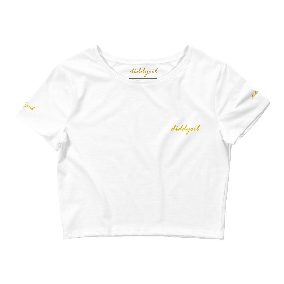 Thumbnail: White Women’s Crop Tee with Diddyoil gold embroidery