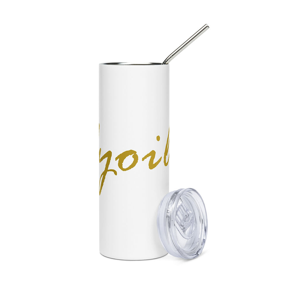 Thumbnail: White stainless steel tumbler with gold Diddyoil logo