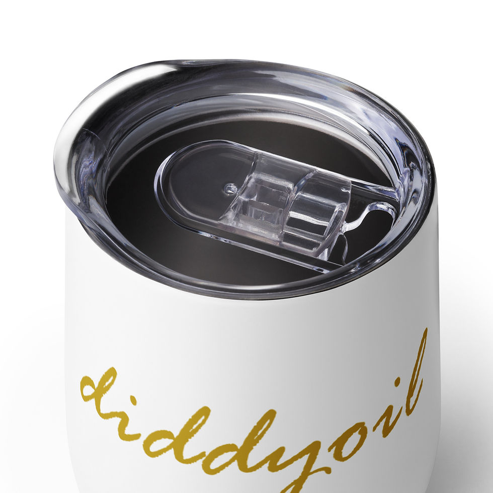 Thumbnail: White Diddyoil tumbler with gold lettering