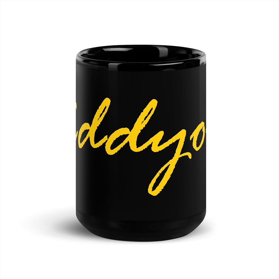 Thumbnail: Black mug with Diddyoil in gold lettering