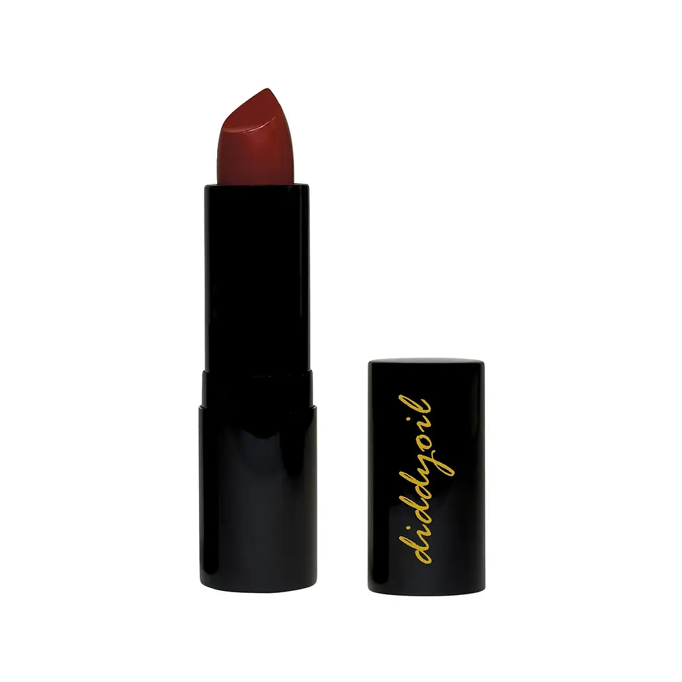 Deep red lipstick, diddyoil, rich color