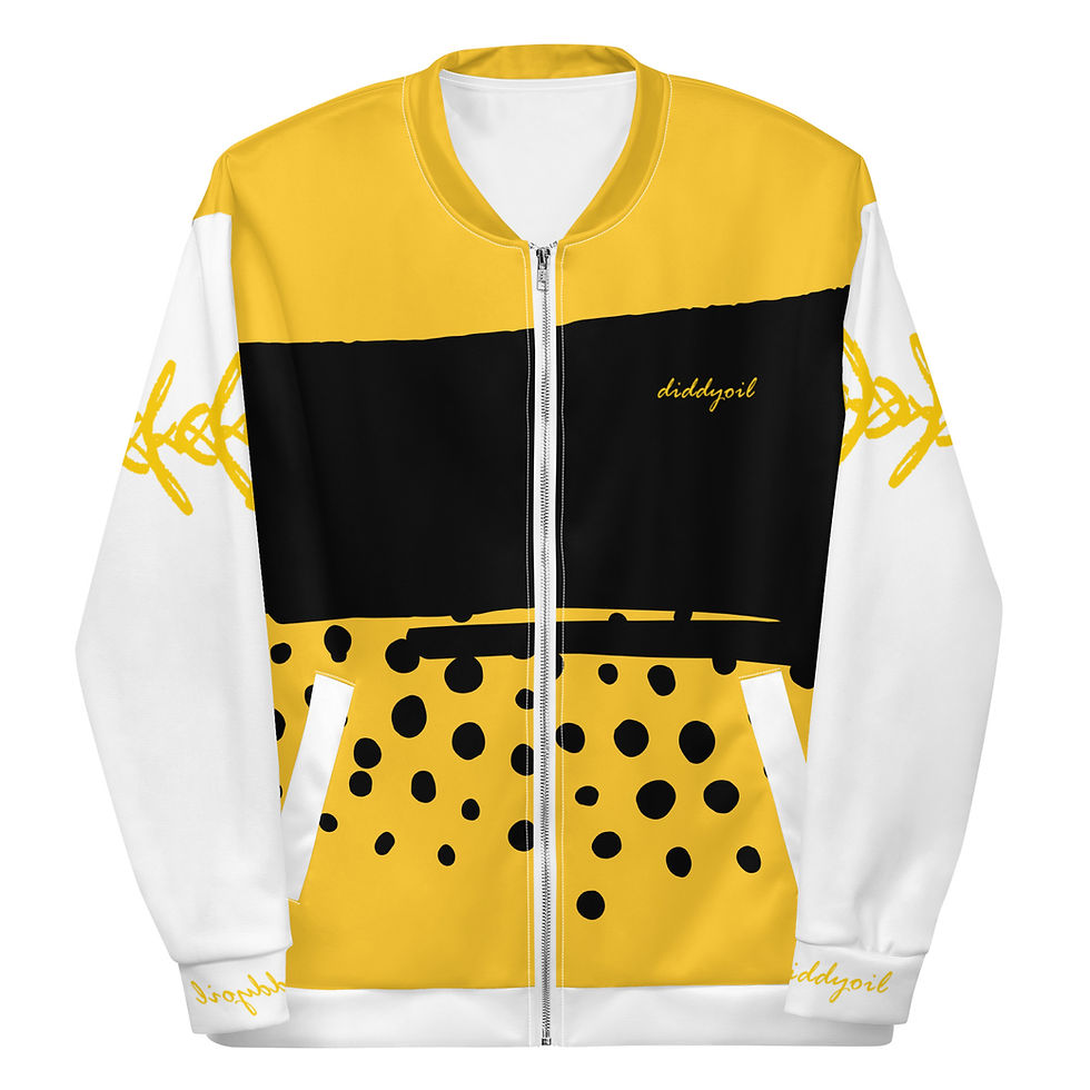 Thumbnail: Unisex Bomber Jacket: Diddyoil design with barbed wire and polka dots
