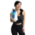 Smiling woman holding water bottle and towel diddyoil