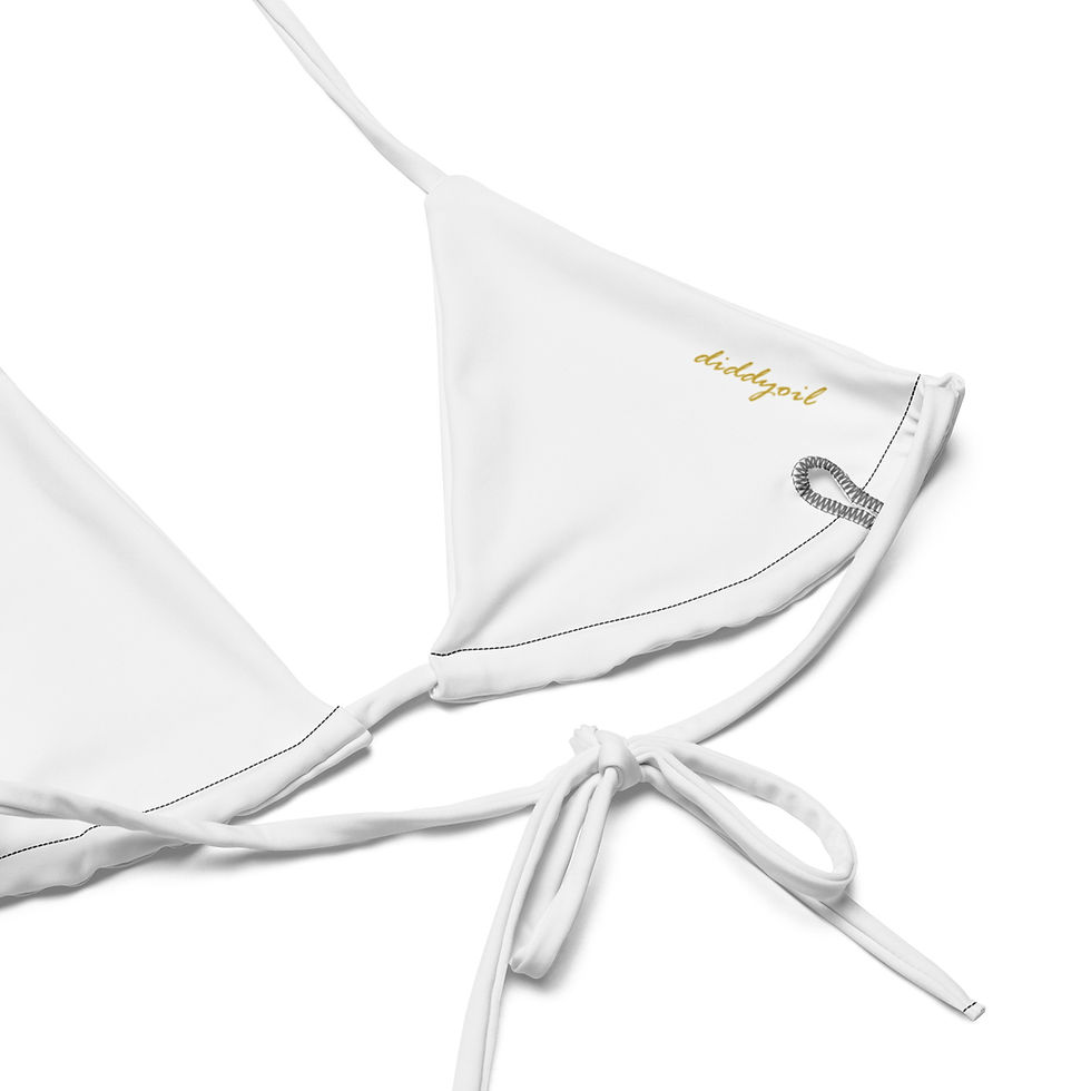 Thumbnail: Diddyoil white string bikini; gold Diddyoil logo