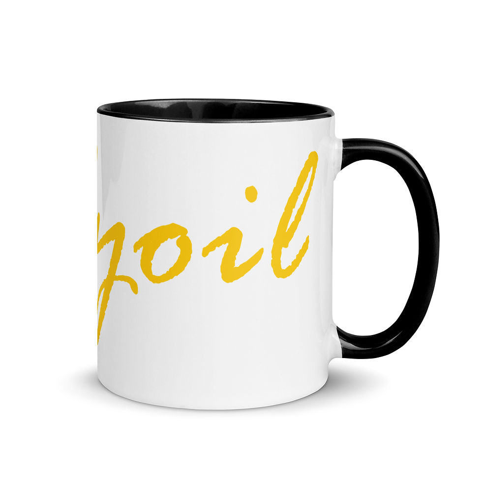 Yellow Diddyoil mug with black inner and handle