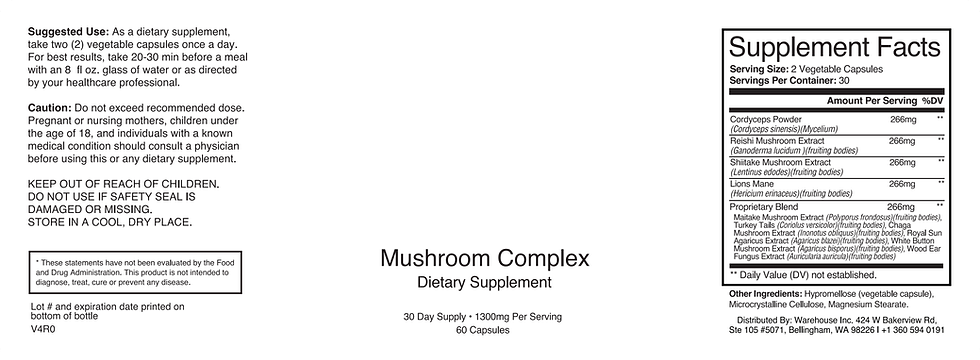 Thumbnail: Mushroom Complex dietary supplement: 30-day supply, 60 capsules diddyoil