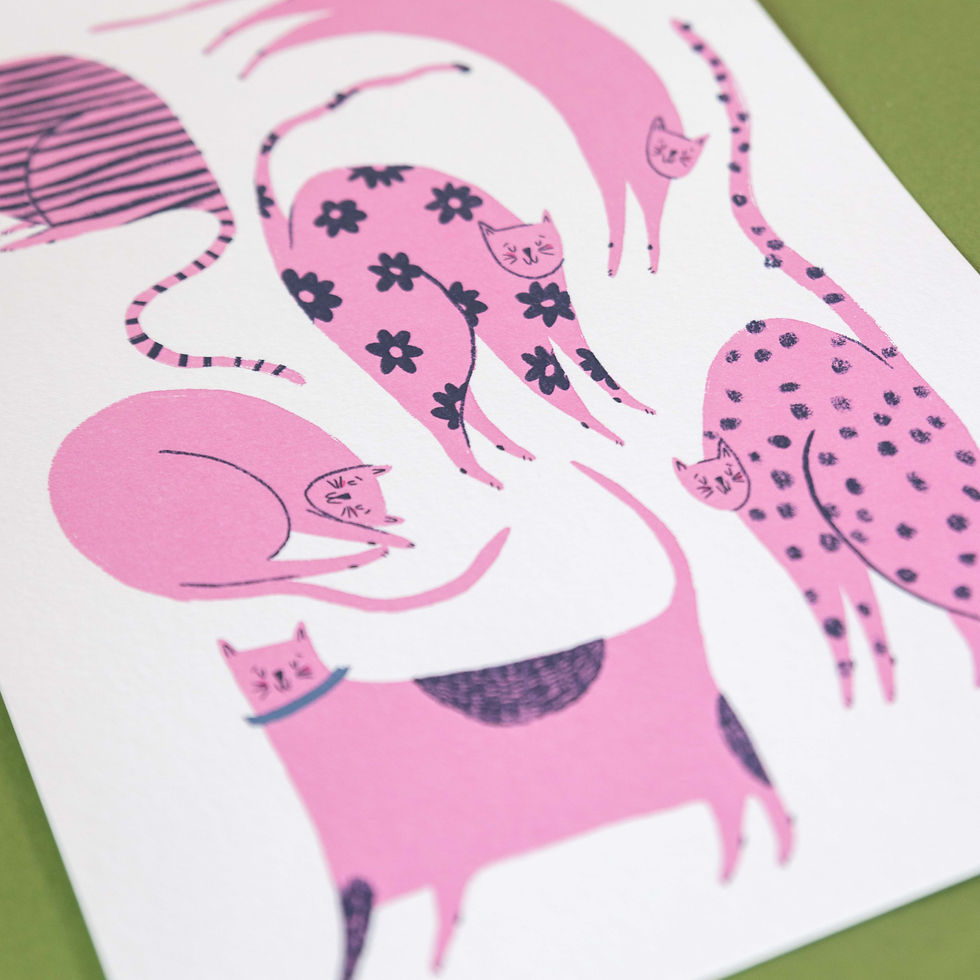 Thumbnail: Pink Cool Cats Art Print