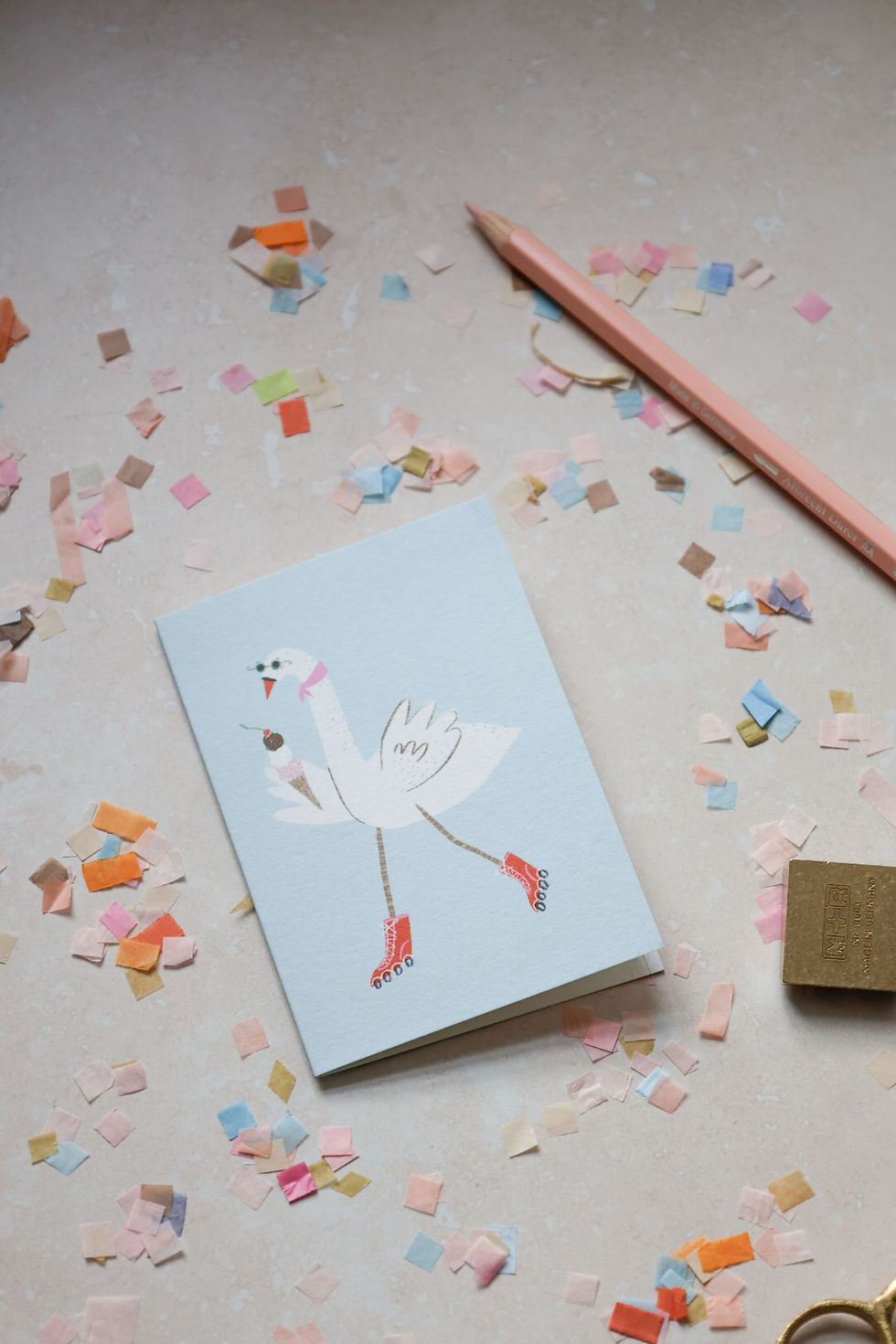 Thumbnail: Roller Skate Swan Mini Card