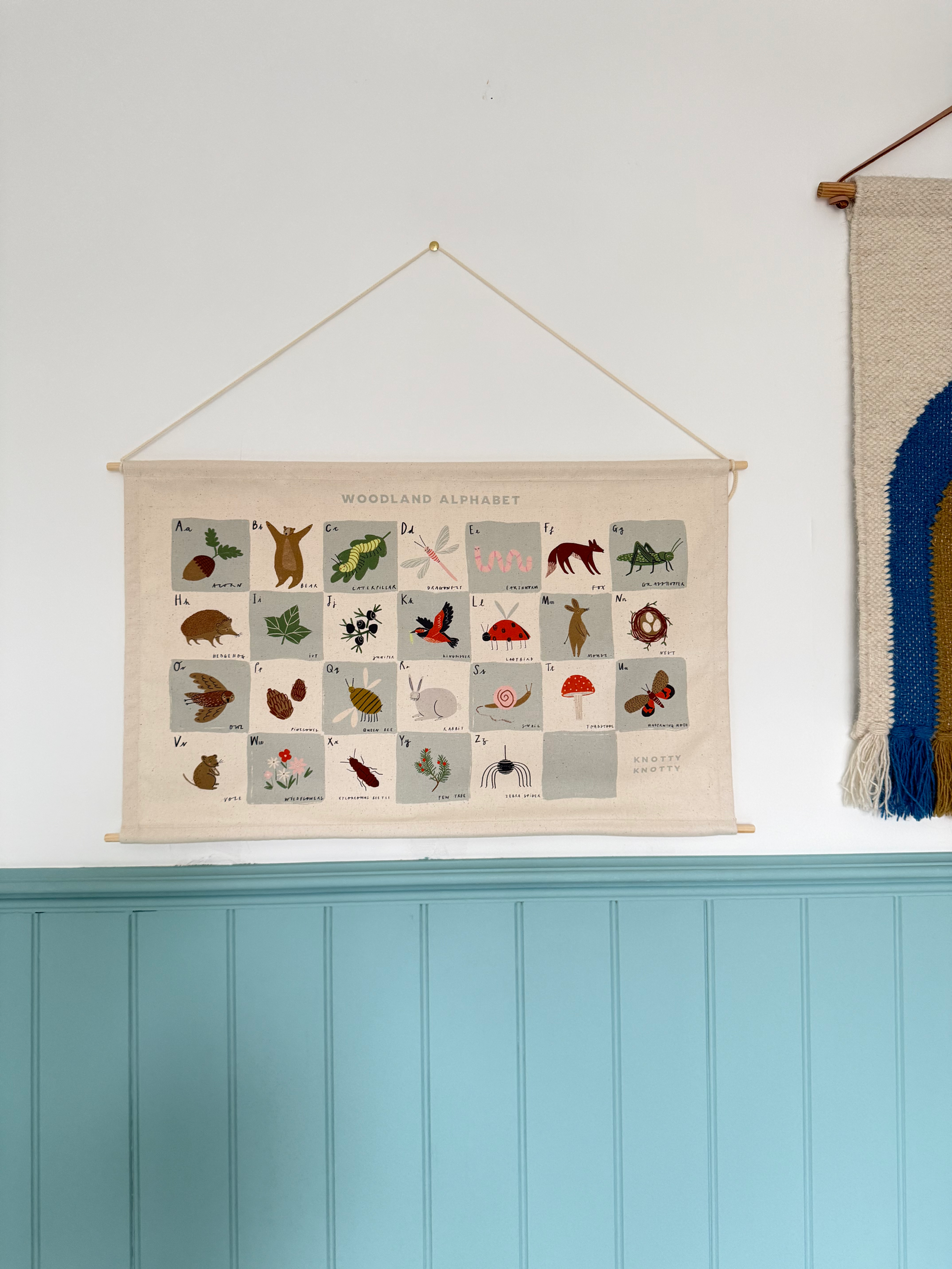 SECOND Woodland Alphabet Checkerboard Printed Fabric Banner