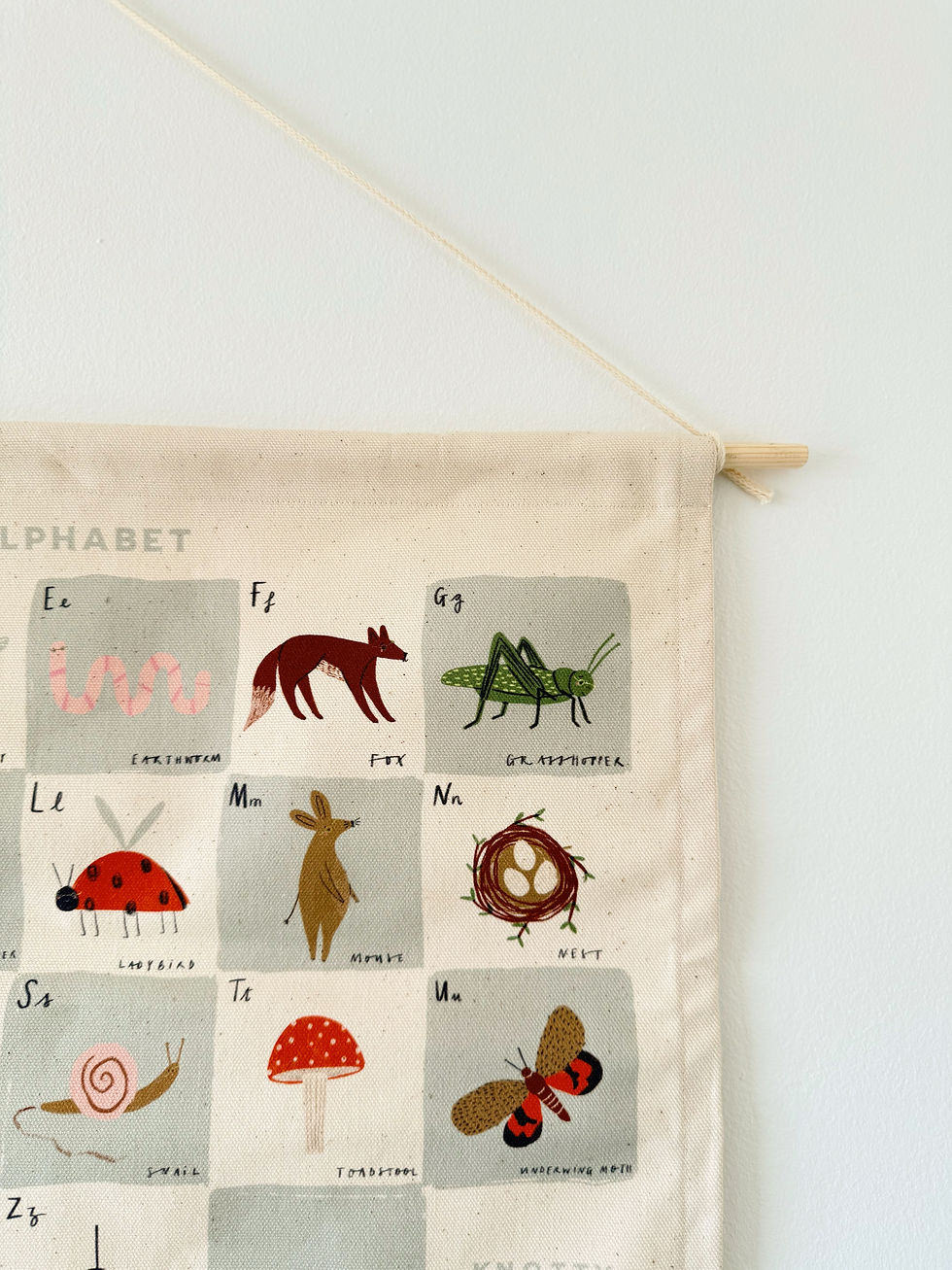 Thumbnail: Woodland Alphabet Checkerboard Printed Fabric Banner