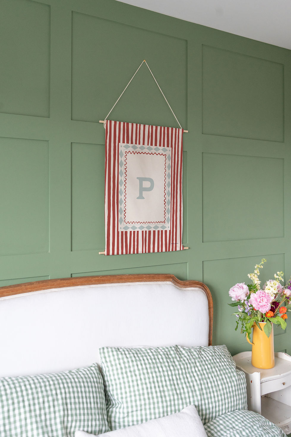 Thumbnail: Personalised Red & Blue Stripe Initial Printed Fabric Banner