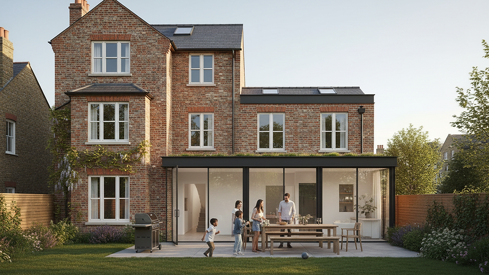 Eye-level view of a modern London townhouse exterior
