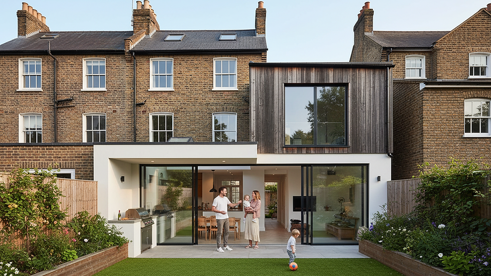 Eye-level view of modern London townhouse exterior