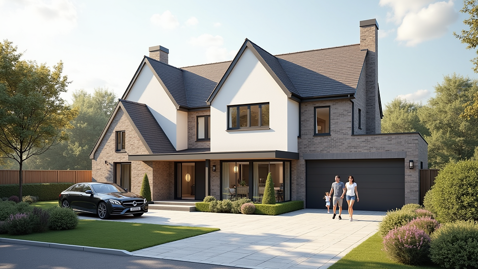High angle view of architectural blueprints and a scale model of a London building