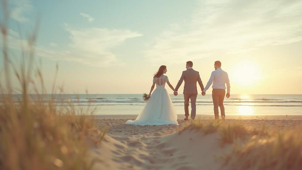 Weitwinkelaufnahme einer romantischen Hochzeitslocation am Strand von Rügen
