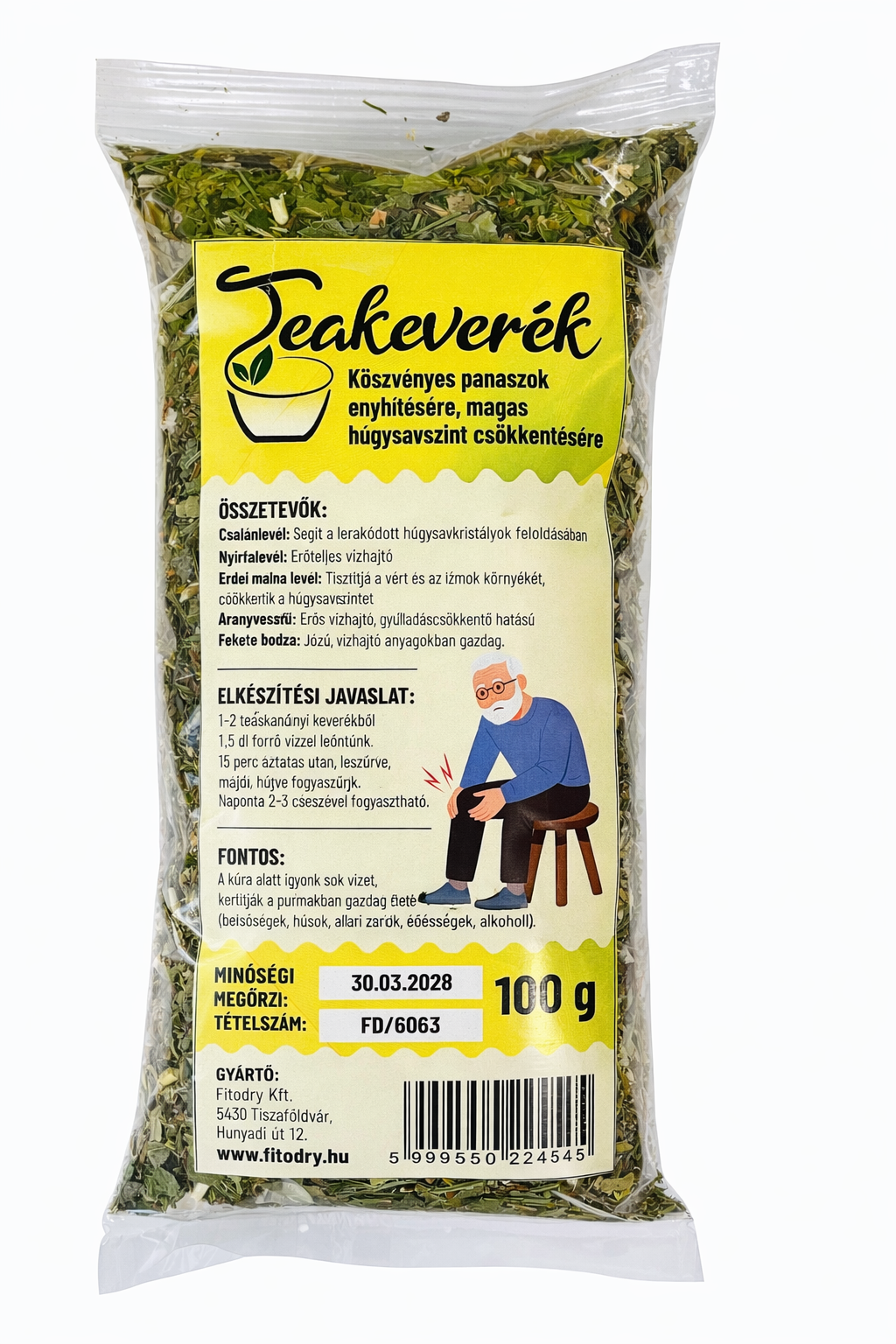 Teakeverék Köszvényes panaszok enyhítésére, magas húgysavszint csökkentésére