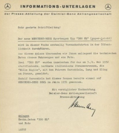 Document Mercedes Archives 300SL