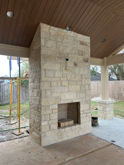 stone fireplace construction Katy Texas