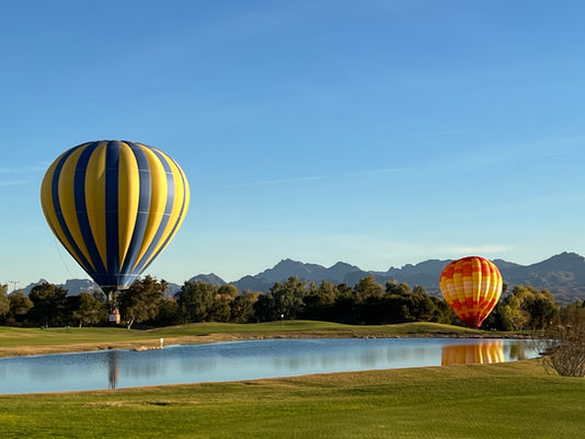 Hot Air balloons landing at Bridgewater Links Golf Club Lake Havasu City AZ