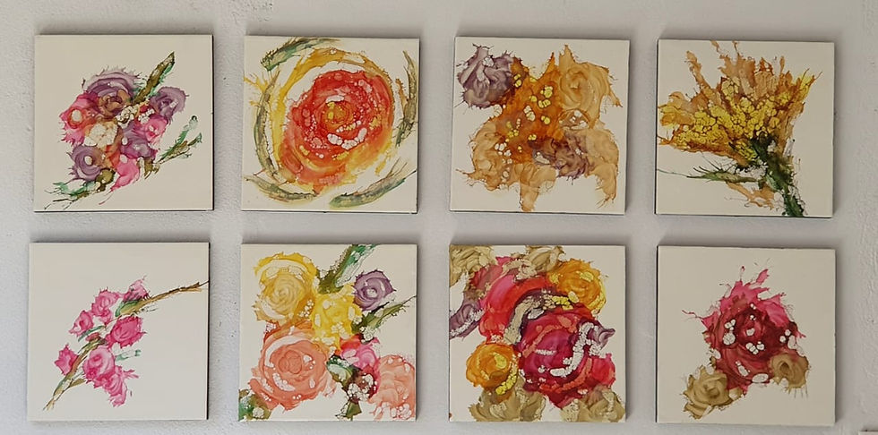 Miniatura: Pintura Encáustica: Flor Vermelhamarela