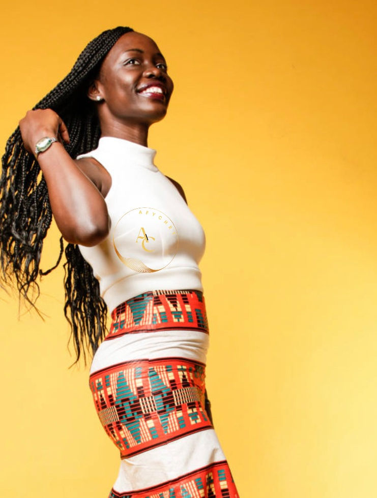 "Sunshine Splendor: Yellow and White Patterned Ankara Skirt"
