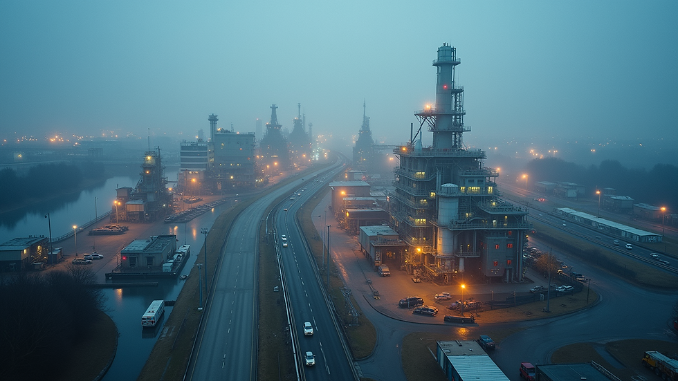 High angle view of a modern industrial facility