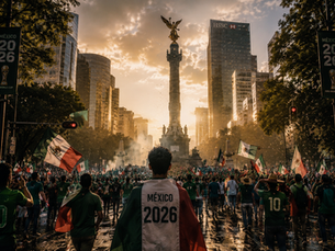Aficionados internacionales grabando con su celular las calles de México durante el Mundial 2026, mostrando la hospitalidad mexicana.