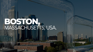 Boston's academic and financial centers linked by technology nodes, showcasing quantitative research and asset management