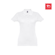 THC EVE WH. Polo cintado para senhora de manga curta em algodão cardado Cor branca
