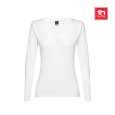 THC BUCHAREST WOMEN WH. T-shirt cintada de manga comprida para senhora em algodão