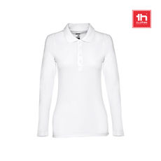 THC BERN WOMEN WH. Polo de manga comprida para senhora em algodão cardado Cor branca