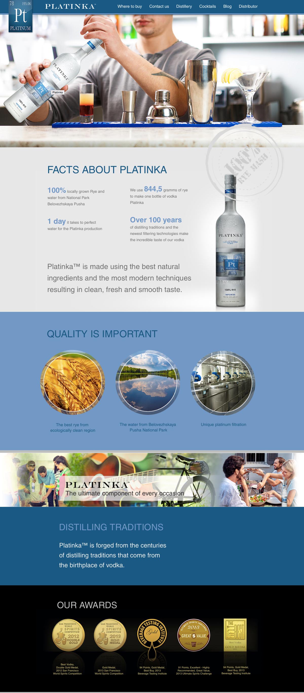 Platinka Vodka Brand Website