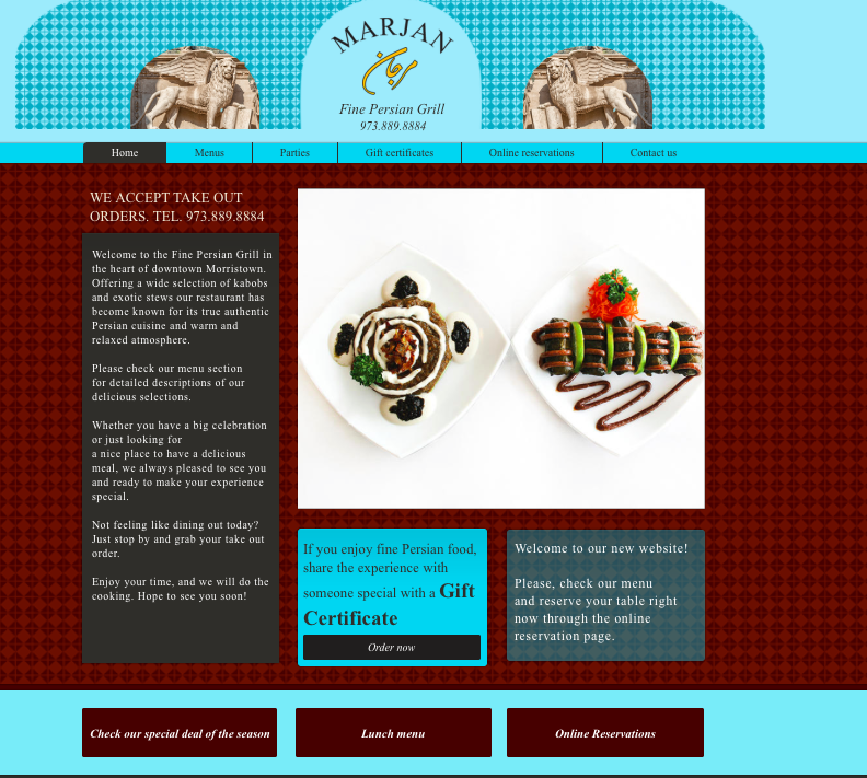 Marjan Persian Grill Webdesign
