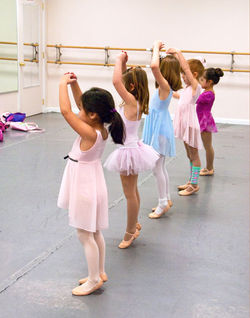 ballerinas dance in class