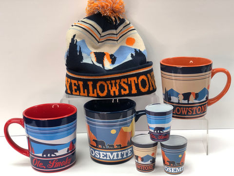 Yellowstone National Park Glasses and Beanie Souvenirs