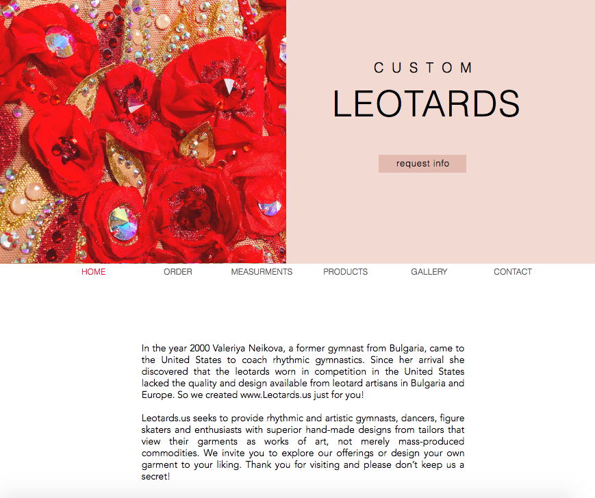 Custom Leotards Website Design