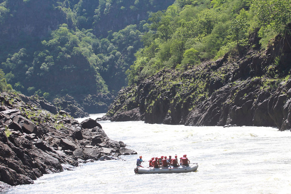 A Calmer Section of White Water Rafting on the Zambezi River