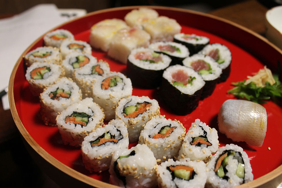 Our homemade sushi at the end of class