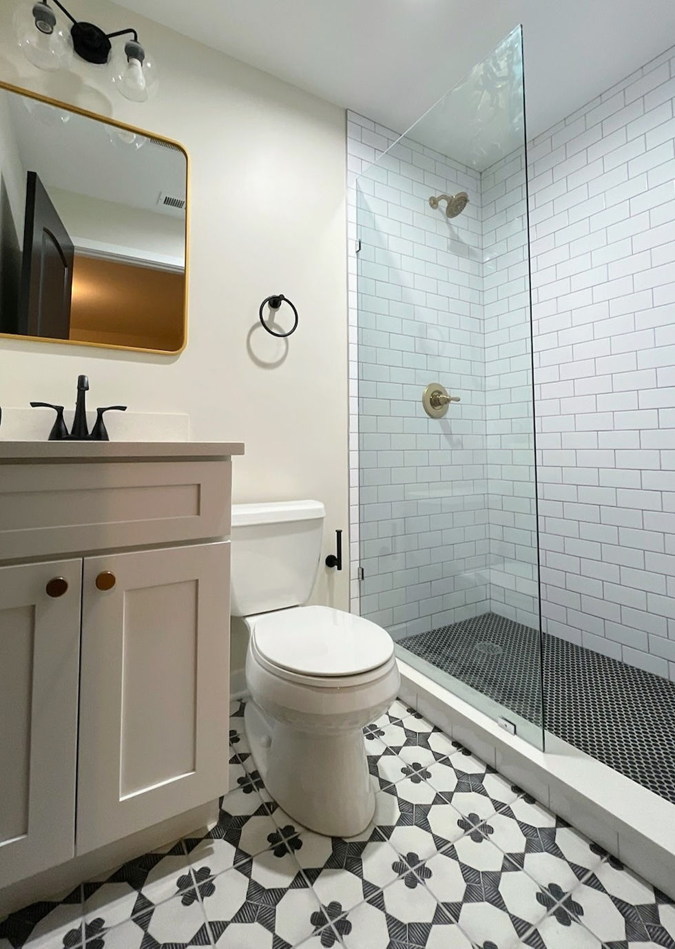 Dark grout in a rental bathroom