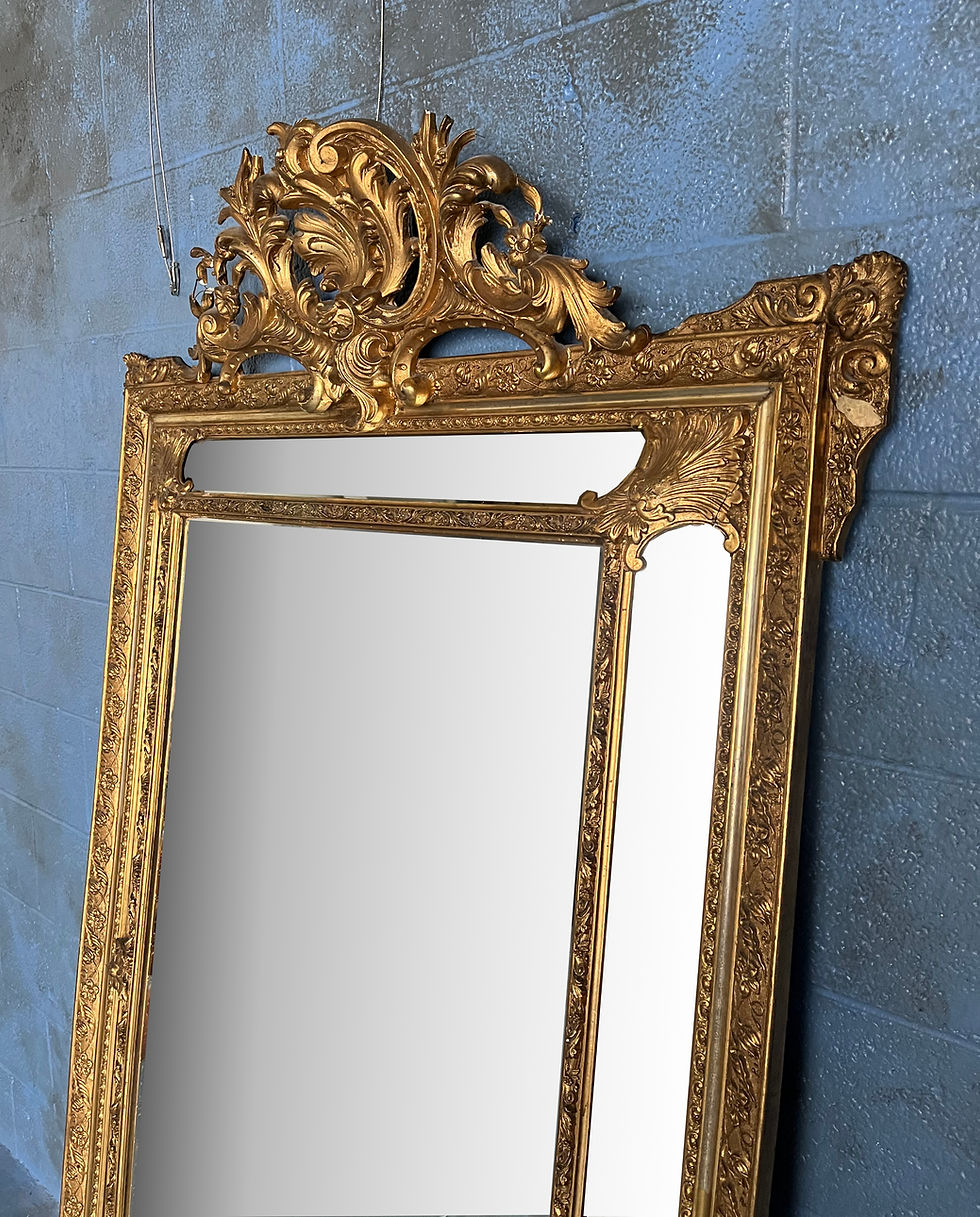 Gold Mirror Hand Carved Early 19th C Floral Gilt Details