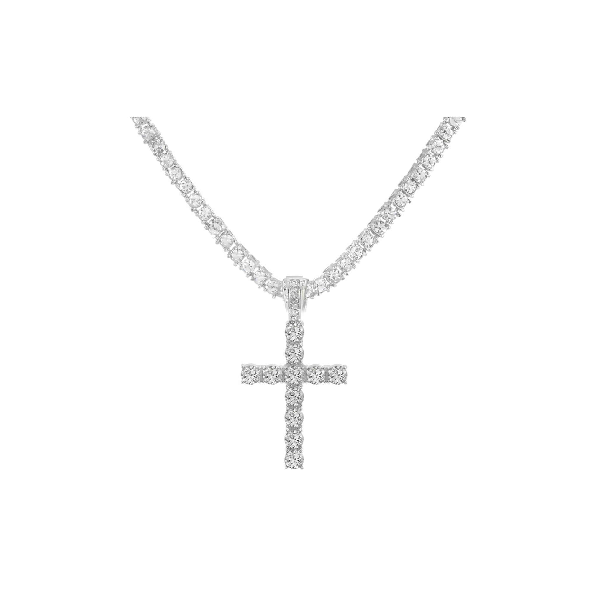 Cross Pendant Tennis Necklace