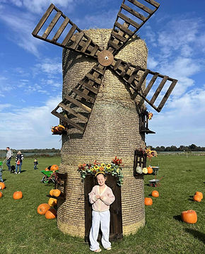 Our brilliant Hay Bale Windmill photo opportunity, huge, beautiful and visible across the whole site