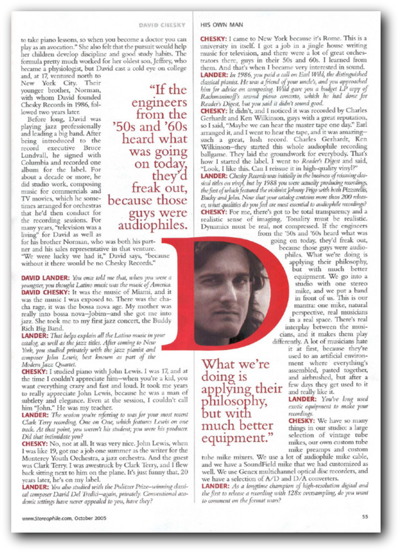 Stereophile Magazine - David Chesky