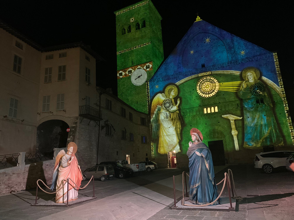 Another Building LIghted By Outdoor Projectors In Assisi, Italy