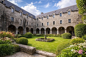 The heart of Lannion is a labyrinth of stone and wood where every step tells the story of centuries of commercial and maritime prosperity.
Half-Timbered Houses: Around the Place du Centre, admire the 15th- and 16th-century half-timbered facades, adorned with finely crafted wood carvings.
The Venelle des Trois Avocats (Three Lawyers Alley): One of the many narrow, cobbled streets that wind through the town, offering authentic charm and unusual views of the slate roofs.
Private Mansions: Built of dark granite or dressed stone, these residences bear witness to the wealth of the nobles and rich merchants who shaped the town's history.