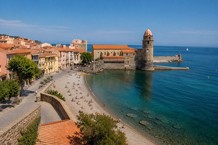 The picturesque heart of Collioure beats in the old fishermen's and sailors' quarter.
The Fauvist Facades: The steep, bougainvillea-lined alleyways display vibrant colors (ochre, pink, blue), the very same colors that inspired Matisse and Derain at the beginning of the 20th century.
The Fauvist Trail: An open-air route allows visitors to discover reproductions of famous paintings placed exactly where the artists set up their easels, creating a dialogue between art and reality.
Artists' Studios: Even today, numerous galleries and artisan workshops fill the vaulted ground floors, perpetuating the village's creative tradition.
