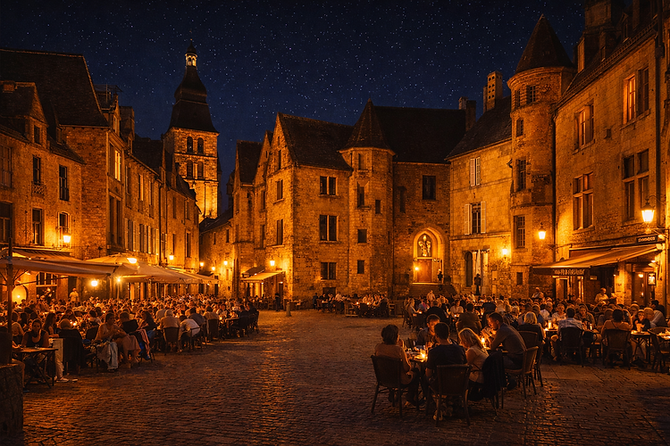 Sarlat is the undisputed capital of fine Périgord cuisine. Its twice-weekly markets (Wednesdays and Saturdays) are considered among the most beautiful and gourmet in France.
Périgord's Black Gold: Truffles: During the winter, Sarlat hosts its famous fresh truffle market (Tuber melanosporum). Local truffle growers trade these black diamonds with their captivating aroma, celebrated during the grand Truffle Festival in January.
Foie Gras and Duck with Character: At the tables of traditional inns in the historic center or at producers' stalls, duck and goose reign supreme. People flock there to savor Périgord foie gras, melt-in-your-mouth confit, dried duck breasts, and cracklings, precious testaments to centuries-old farming expertise.
Périgord Walnuts and Cabécou Cheese: Local gastronomy is complemented by Périgord Walnuts (AOP), available as flavored oil or in traditional cakes, and Cabécou, a small, creamy raw milk goat cheese. All of this pairs wonderfully with a glass of wine from the nearby Bergerac, Pécharmant, or Monbazillac appellations.